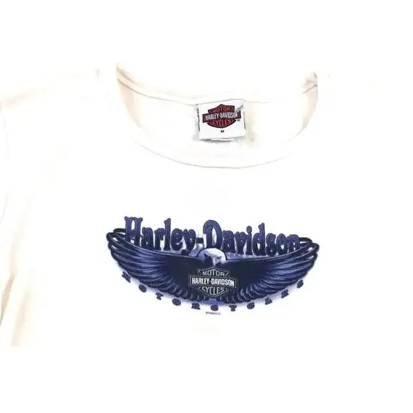 Harley Davidson Chandler AZ Women's T-Shirt Med White/Blue - Picture 4 of 7